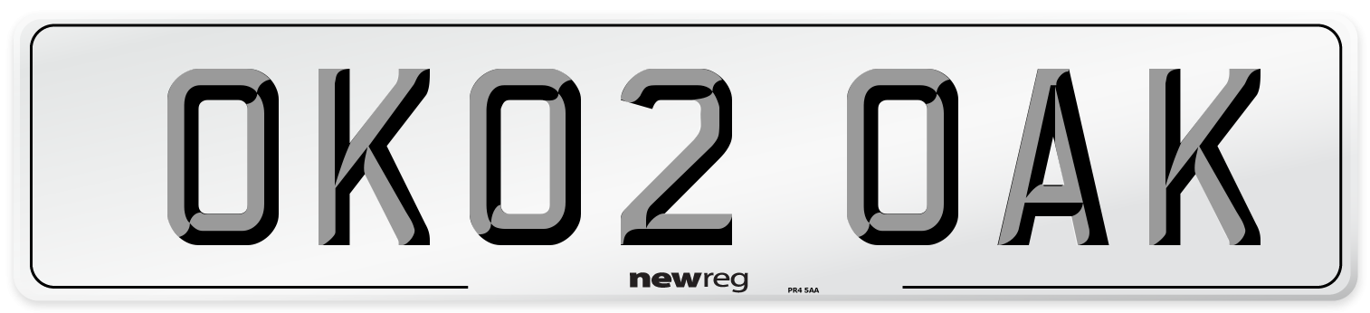 OK02 OAK Number Plate from New Reg